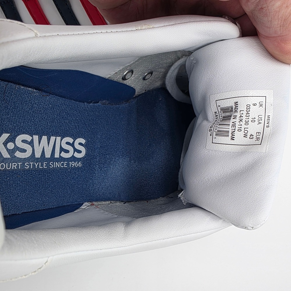 K Swiss Classic 88 White Red Blue, 03343130, Low Cut, Leather Mens Shoes Size 10 - Picture 9 of 10